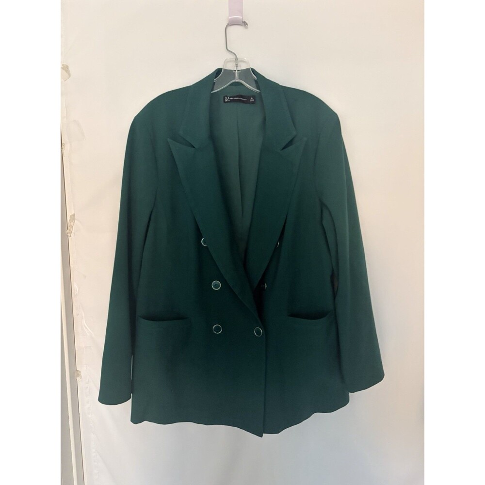 New York & Company XL Emerald Green Double Breasted Longline Blazer